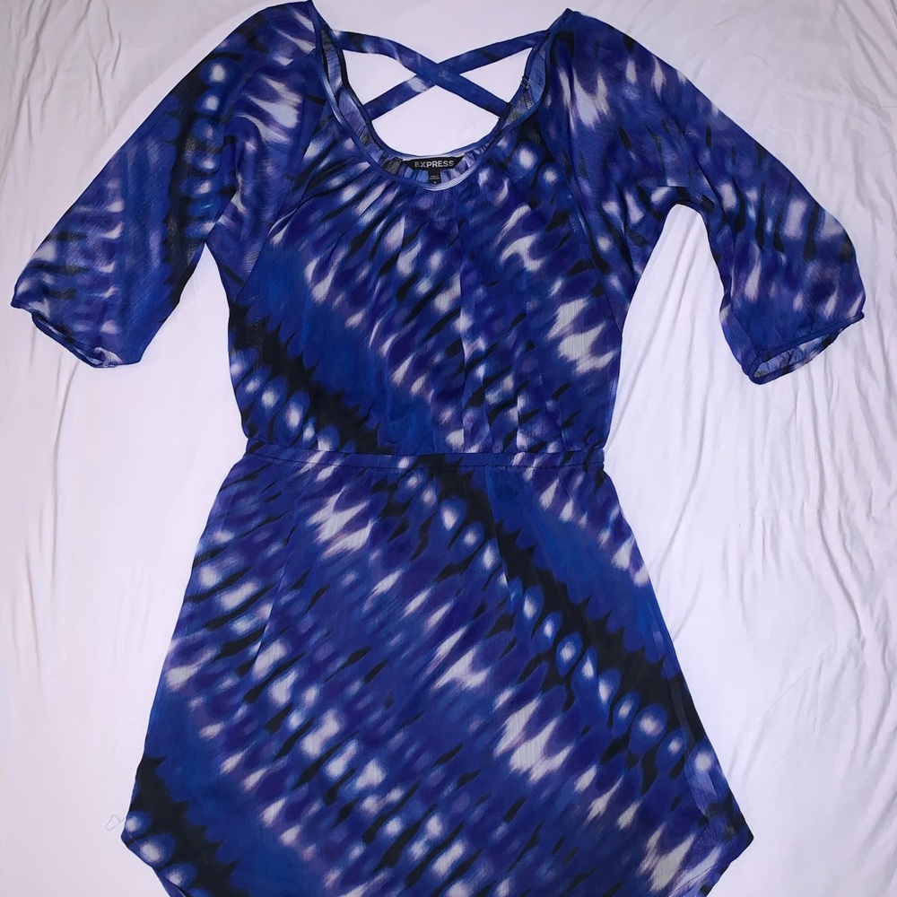 Express black and blue dress